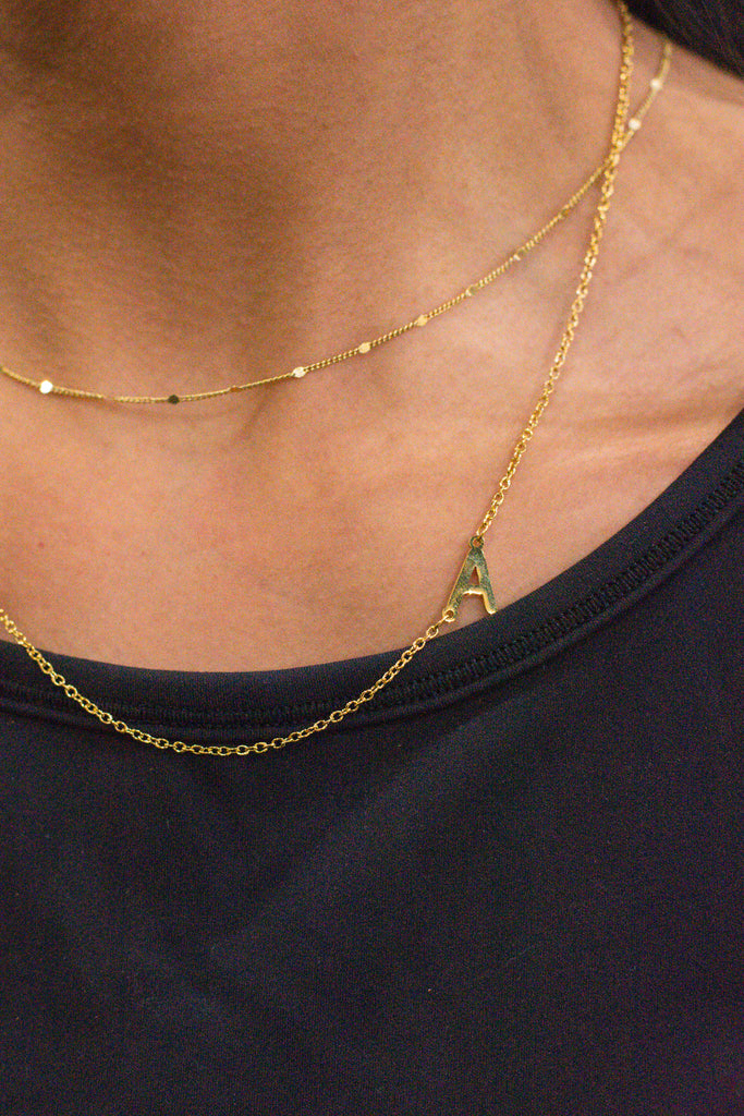 PRE-ORDER Mini Sideways Initial Gold Filled Necklace – pulserasbykim